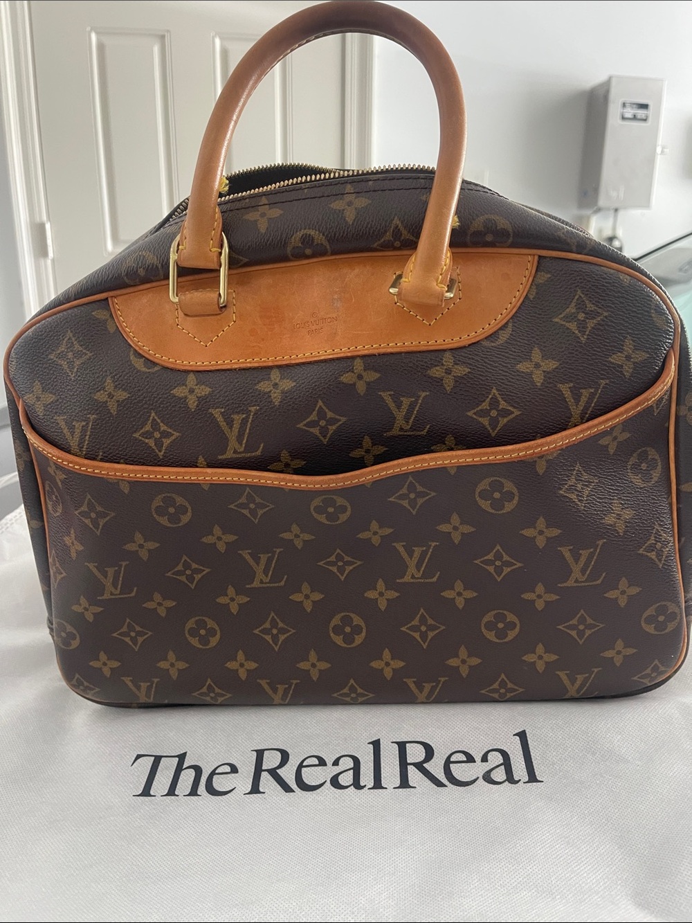 Louis Vuitton Monogram Canvas Top Handle Satchel in Brown and Tan